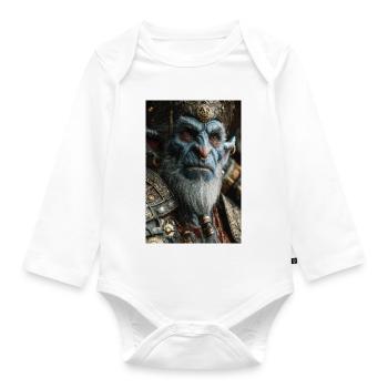 Roi Orc en armure ornée - Body Bébé bio manches longues - blanc - Devant