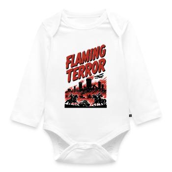 Flammender Terror: Stadtbrand - Baby Bio-Langarm-Body - Weiß - Vorne