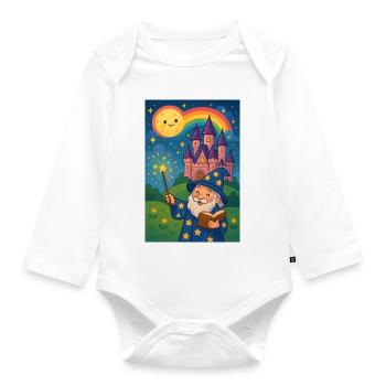Arcane Sorcerer and Starry Castle - Organic Longsleeve Baby Bodysuit - white - Front