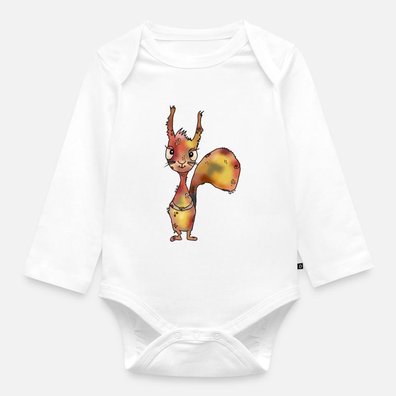 lustiges_Eichhoernchen - Organic Longsleeve Baby Bodysuit - white