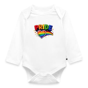 Pride Rainbow Heart Emblem - Organic Longsleeve Baby Bodysuit - white - Front