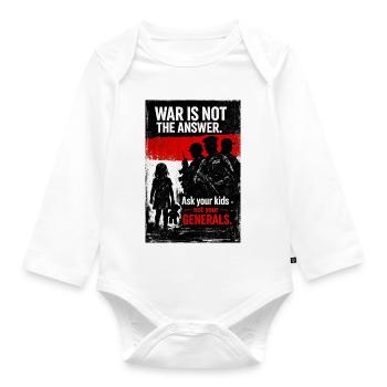 Antiwar Silhouette Child Against Generals - Organic Longsleeve Baby Bodysuit - white - Front