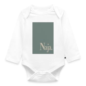 Minimal Art Poster „Naja.“ - Baby Bio-Langarm-Body - Weiß - Vorne