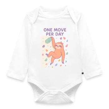 Sloth Bouldering: One Move Per Day Design - Organic Longsleeve Baby Bodysuit - white - Front