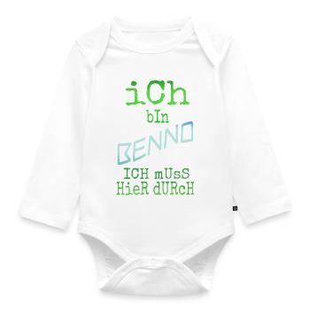 Benno als Vorname - Baby Bio-Langarm-Body - Weiß - Vorne