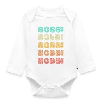 Name Bobbi - Organic Longsleeve Baby Bodysuit - white - Front