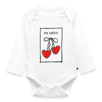 Ma Chérie Herzenkette - Baby Bio-Langarm-Body - Weiß - Vorne
