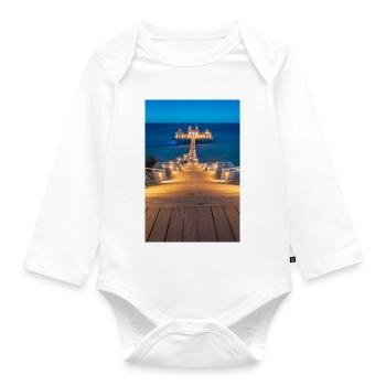 Pier at the Baltic Sea Beach - Organic Longsleeve Baby Bodysuit - white - Front