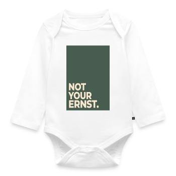 Not Your Ernst – Moss Green Statement - Organic Longsleeve Baby Bodysuit - white - Front