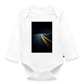 Midnight Highway Perspective - Organic Longsleeve Baby Bodysuit - white - Front