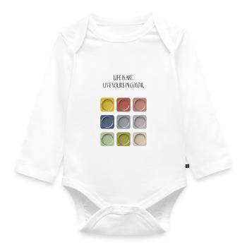 Life Is Art – Dark Typography Design - Baby Bio-Langarm-Body - Weiß - Vorne