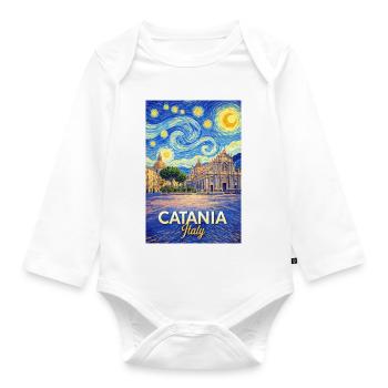 Catania, Italy. - Organic Longsleeve Baby Bodysuit - white - Front