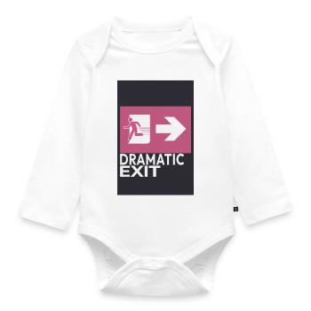 Dramatic Exit Minimal Poster Humor Graphic - Organic Longsleeve Baby Bodysuit - white - Front