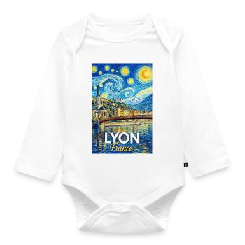 Lyon, France - Body Bébé bio manches longues - blanc - Devant