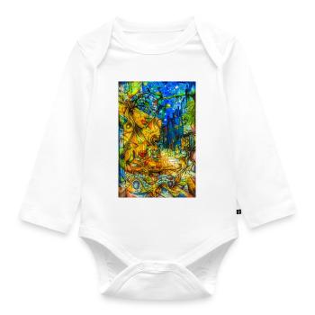 Colorful city woman in cubist style - Organic Longsleeve Baby Bodysuit - white - Front