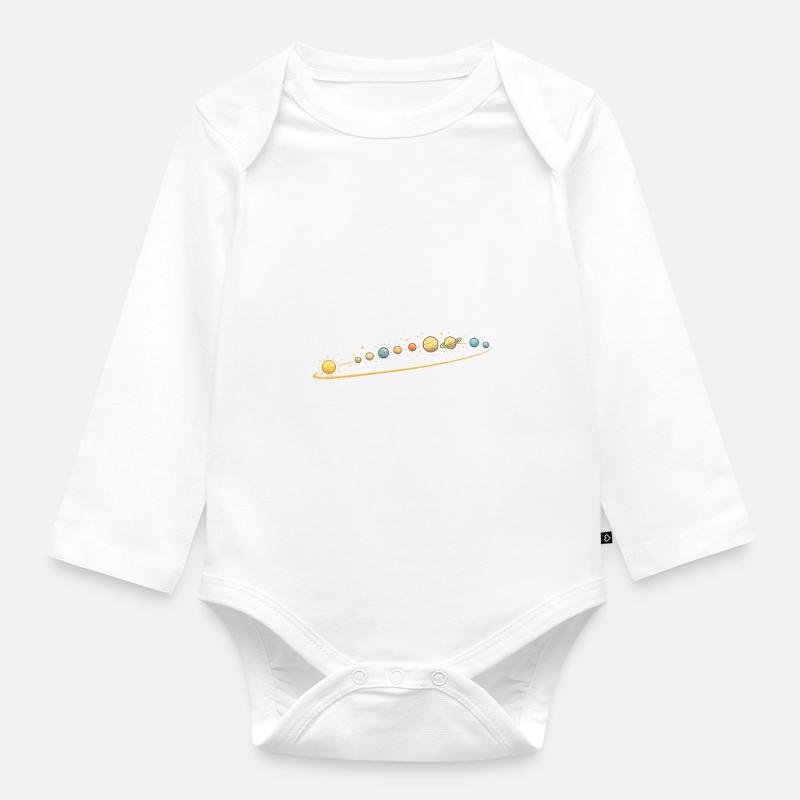 Solar System - Organic Longsleeve Baby Bodysuit - white