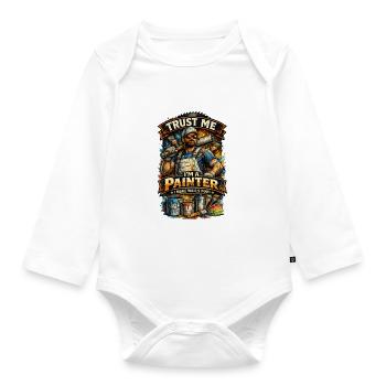 Trust me I paint walls - Organic Longsleeve Baby Bodysuit - white - Front