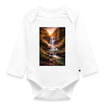 Wasserfall in der Abendsonne - Baby Bio-Langarm-Body - Weiß - Vorne