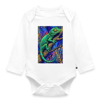 Gecko - Organic Longsleeve Baby Bodysuit - white - Front