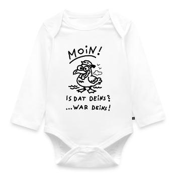 Moin Möwe War Deins Lustiger Spruch  - Baby Bio-Langarm-Body - Weiß - Vorne