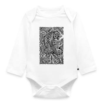 Motif d’ornement en tigre - Body Bébé bio manches longues - blanc - Devant