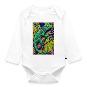 Gecko - Organic Longsleeve Baby Bodysuit - white - Front
