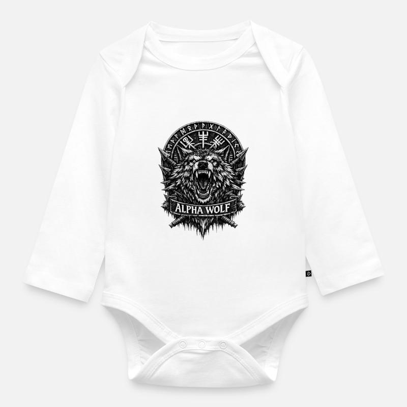 Alpha Wolf Runenwappen - Baby Bio-Langarm-Body - Weiß