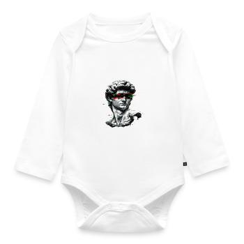 Bust Glitch Barock - Baby Bio-Langarm-Body - Weiß - Vorne