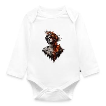 Brennende Statue: Feuer und Marmor - Baby Bio-Langarm-Body - Weiß - Vorne