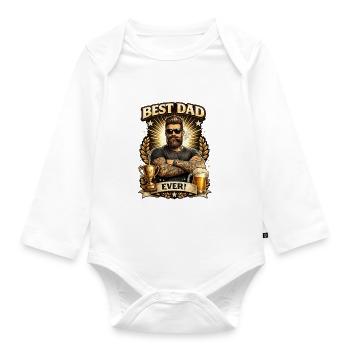 Bester Papa aller Zeiten - Baby Bio-Langarm-Body - Weiß - Vorne