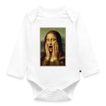 Shocked, Surprised Mona Lisa - Organic Longsleeve Baby Bodysuit - white - Front