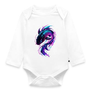 Neon Koi Flow - Organic Longsleeve Baby Bodysuit - white - Front
