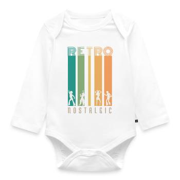 Retro-Bars und Silhouetten – Nostalgie - Baby Bio-Langarm-Body - Weiß - Vorne