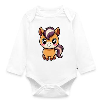 Une jolie frange chibi avec une crinière violette - Body Bébé bio manches longues - blanc - Devant