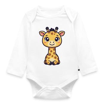 Chibi-Giraffe - Baby Bio-Langarm-Body - Weiß - Vorne
