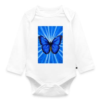 Schmetterling - Baby Bio-Langarm-Body - Weiß - Vorne