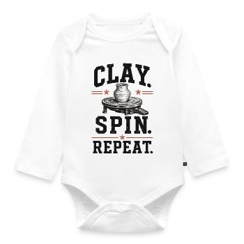Clay Spin Repeat Ceramic Shirt - Organic Longsleeve Baby Bodysuit - white - Front