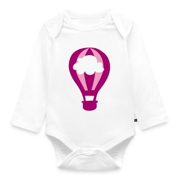 Balloon Hot Air Balloon Cloud Pink Stripe Sky - Organic Longsleeve Baby Bodysuit - white - Front