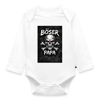 Nasty Daddy Skull with Bone - Organic Longsleeve Baby Bodysuit - white - Front