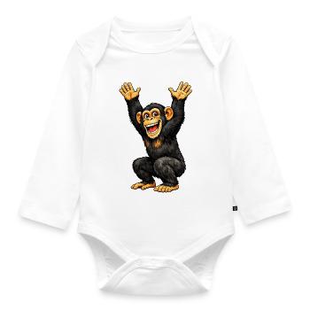 Affe - Baby Bio-Langarm-Body - Weiß - Vorne