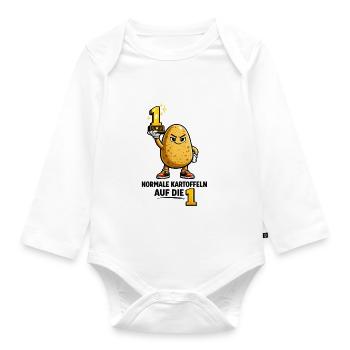 Normale Kartoffeln auf die 1 Fußball - Baby Bio-Langarm-Body - Weiß - Vorne