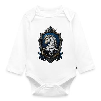 White Stallion in the Royal Coat of Arms - Organic Longsleeve Baby Bodysuit - white - Front
