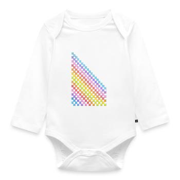 Rainbow Pixel Triangle Gradient - Organic Longsleeve Baby Bodysuit - white - Front