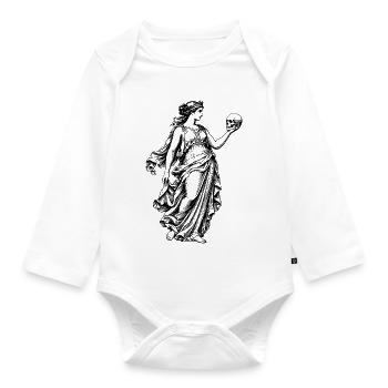greek goddess with the snake in her hand - Organic Longsleeve Baby Bodysuit - white - Front