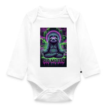 SloMo Zen Panda Neon - Baby Bio-Langarm-Body - Weiß - Vorne