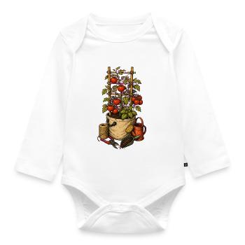 Tomatenpflanze Gärtnern Gemüsegarten Ernte Natur - Baby Bio-Langarm-Body - Weiß - Vorne