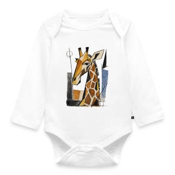 Cubist Giraffe Geometry - Organic Longsleeve Baby Bodysuit - white - Front