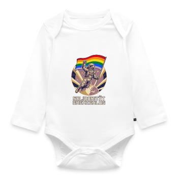 Solidarität Grenzenlos – Pride Kosmonaut - Baby Bio-Langarm-Body - Weiß - Vorne