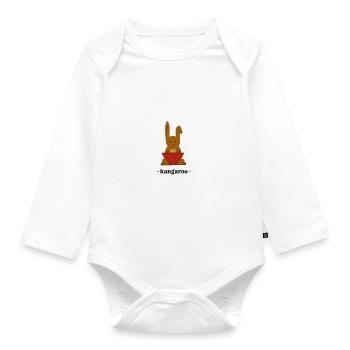 Bunny with Red Triangle Bowl - Organic Longsleeve Baby Bodysuit - white - Front
