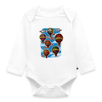 Vibrant Balloon Sky Parade - Organic Longsleeve Baby Bodysuit - white - Front